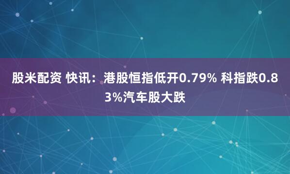 股米配资 快讯：港股恒指低开0.79% 科指跌0.83%汽车股大跌